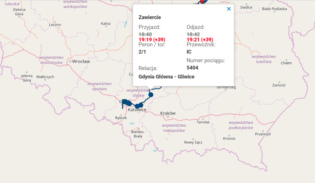 opóźnienia wykolejenie Pilichowice