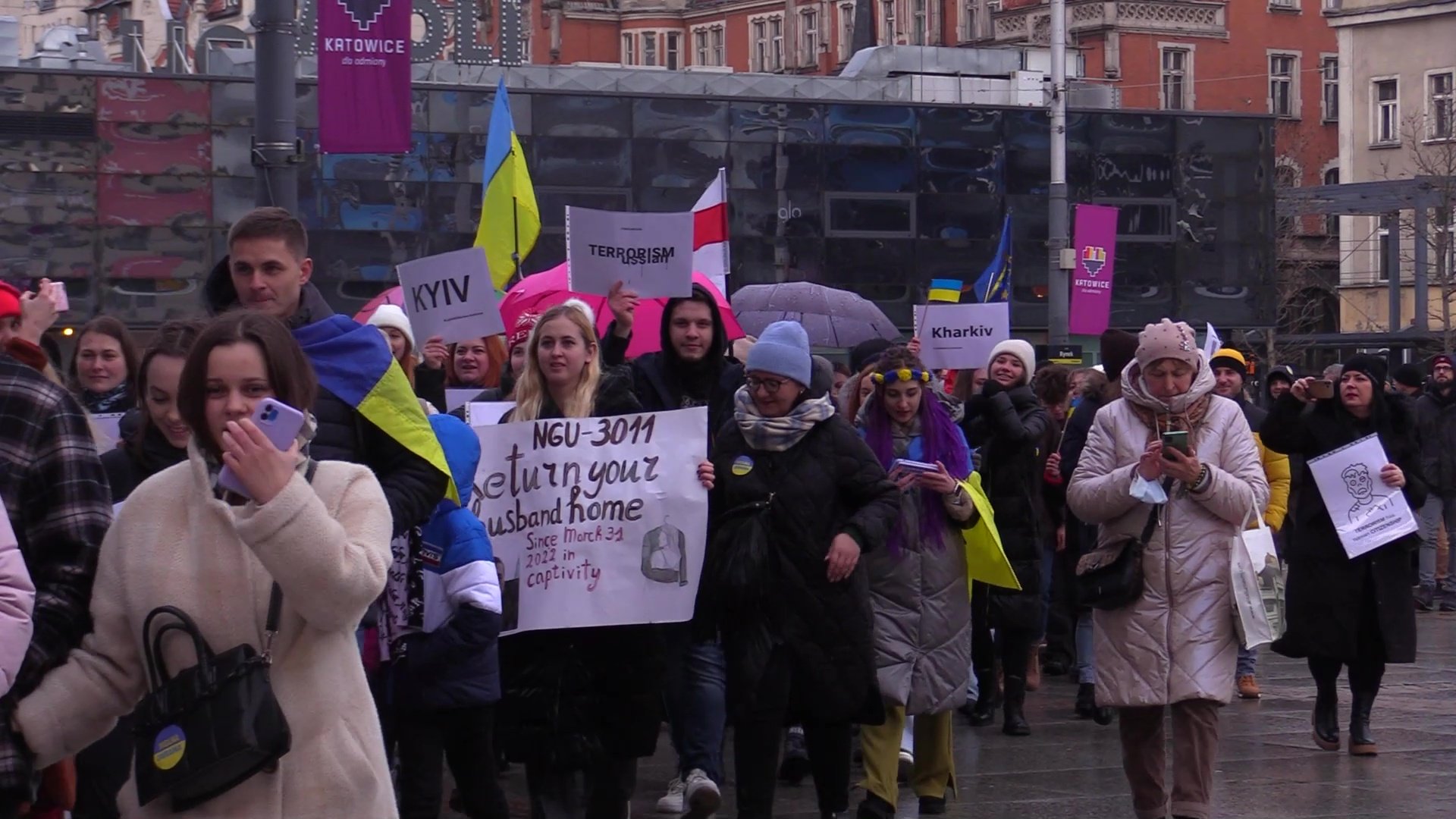 Katowice: protestowali przeciwko wojnie [WIDEO]