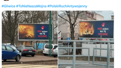 antywojenne billboardy w gliwicach
