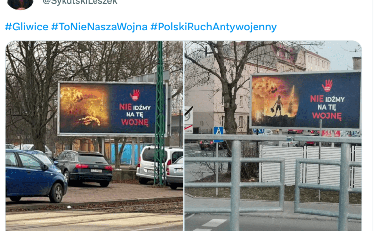 antywojenne billboardy w gliwicach