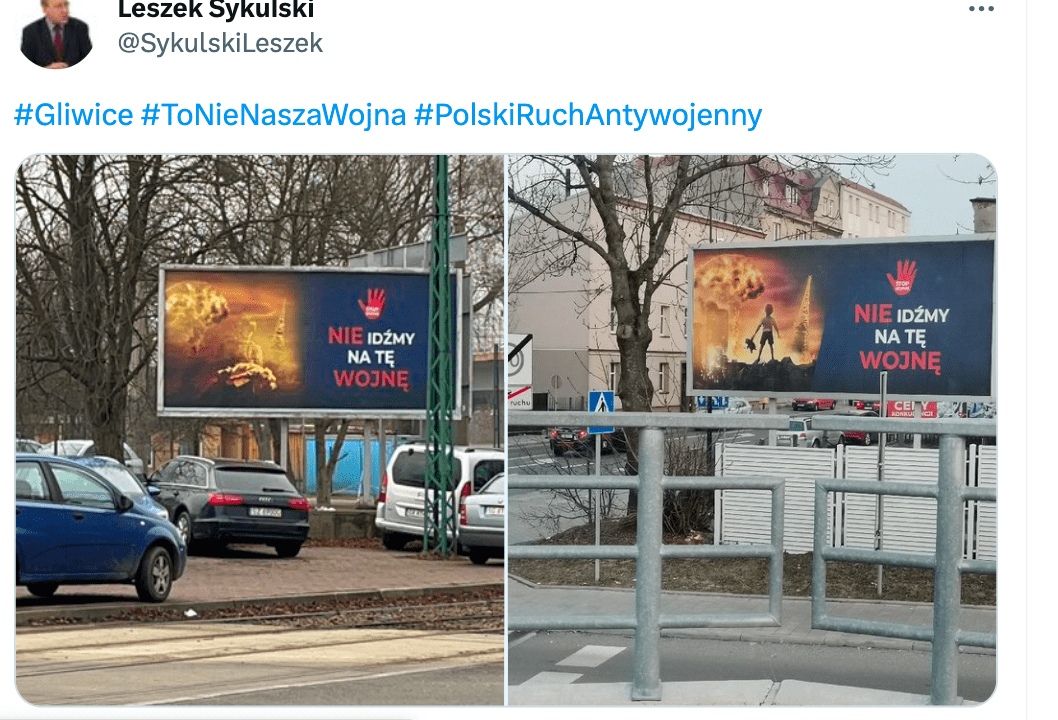 antywojenne billboardy w gliwicach