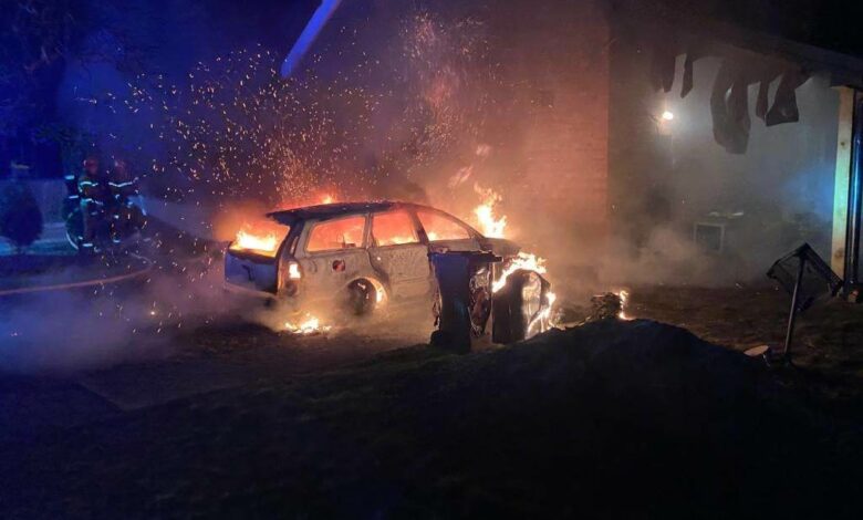 Jaworzno: w nocy spłonął samochód. Fot. PSP w Jaworznie