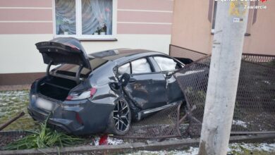 Zawiercie: Kierowca BMW "wylądował" na cudzej posesji/fot.KPP Zawiercie