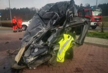 Koszmarny wypadek na A1. Nie żyje kierowca. Fot. PSP w Będzinie