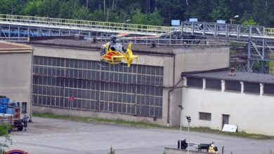 Maszyna wciągnęła mężczyznę. Tragedia w Tychach/fot. 112 Tychy - Tyskie Służby Ratownicze