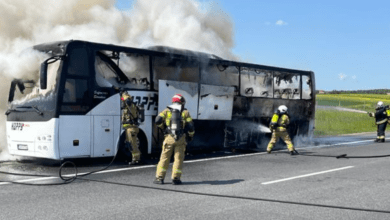 pożar autokaru z dziećmi na A4 29 maja