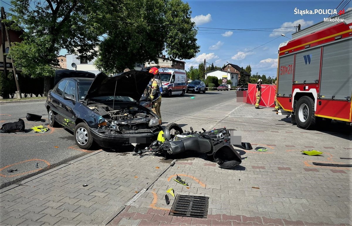 Tragiczny wypadek w Orzeszu. Nie żyje motocyklista/fot.Śląska Policja