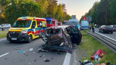 Wypadek na DK1 w Kobiórze. Po dziecko przyleciał śmigłowiec/fot.Śląska Policja