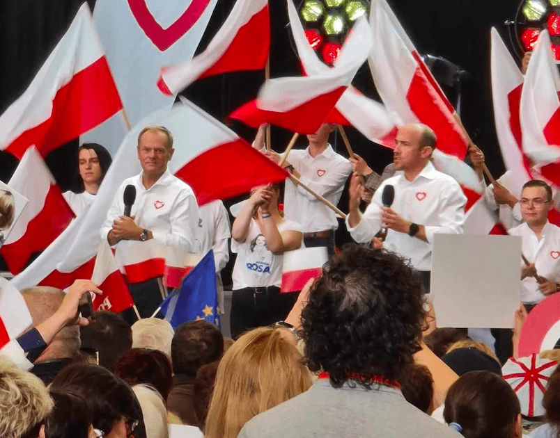 Donald Tusk w Katowicach wiec w MCK