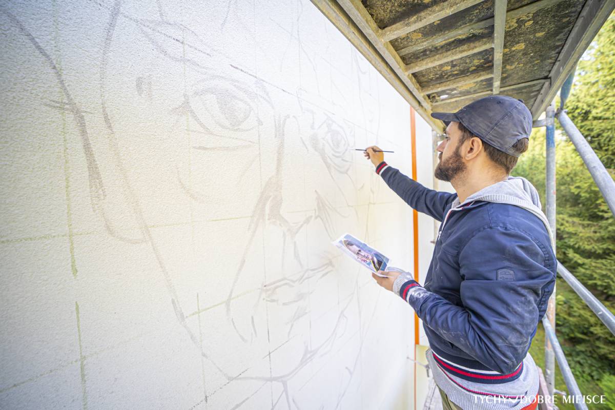 Maria Skłodowska-Curie na ścianie w Tychach/fot.UM Tychy