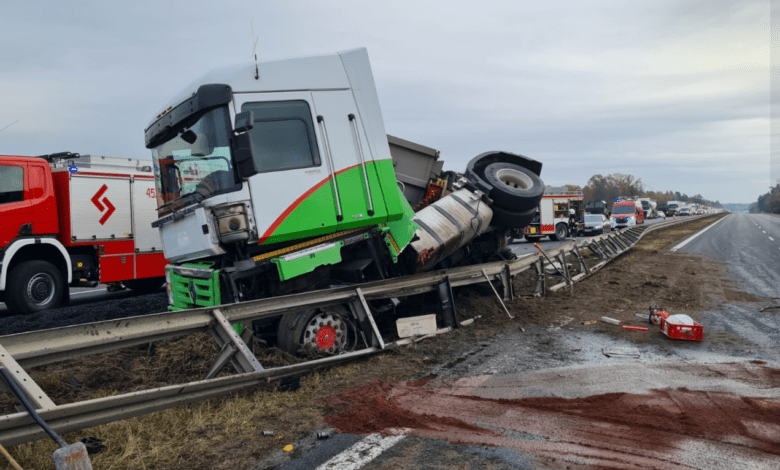 wypadek ciężarówki na a4