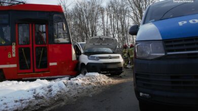 Śląskie: Wjechał po tramwaj/fot.Śląska Policja