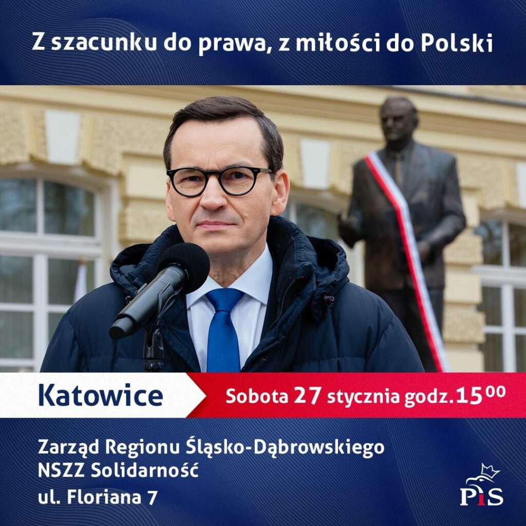 Morawiecki organizuje spotkanie w Katowicach. Będzie mówił o prawie. Fot. FB/Mateusz Morawiecki