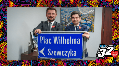 Tablica Plac Wilhelma Szewczyka na licytację WOŚP