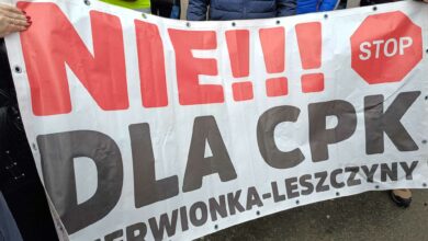 W Mikołowie trwa protest Stop CPK przez Śląsk Zobaczcie zdjęcia. Fot. Wojciech Żegolewski