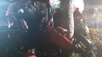 Auto wbiło się w drzewo. Trzy osoby nie żyją/fot.KMP Tarnów