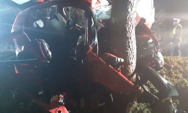 Auto wbiło się w drzewo. Trzy osoby nie żyją/fot.KMP Tarnów