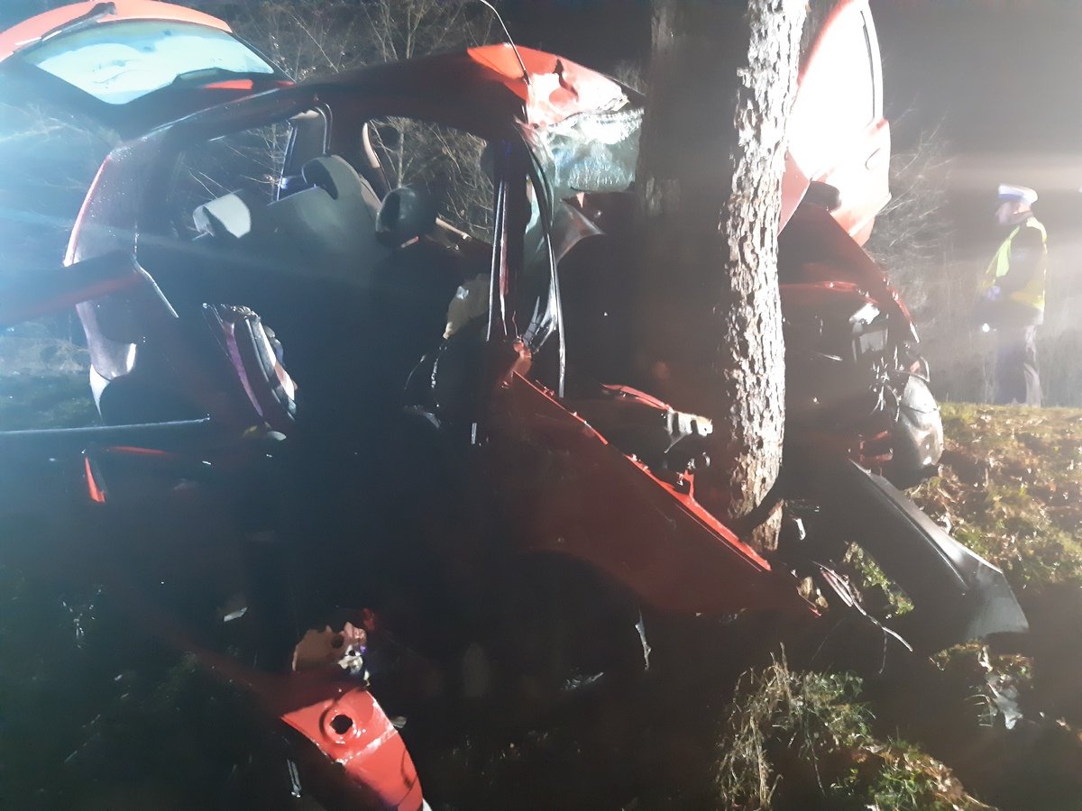 Auto wbiło się w drzewo. Trzy osoby nie żyją/fot.KMP Tarnów