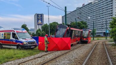 Katowice: Wypadek na Korfantego. Ruch tramwajowy wstrzymany/fot.Śląska Policja/fb