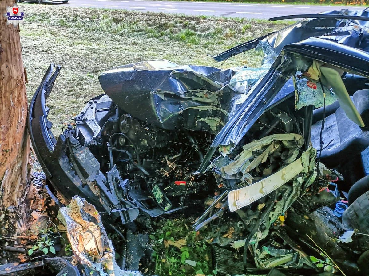 Uderzył w drzewo. Zginął na miejscu/fot.Policja Lubelska