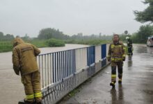 Alarm przeciwpowodziowy w powiecie bielskim 4 czerwca 2024, około 300 interwencji straży pożarnej. Fot. Komenda Miejska Państwowej Straży Pożarnej w Bielsku-Białej