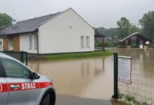 Alarm przeciwpowodziowy w powiecie bielskim 4 czerwca 2024, około 300 interwencji straży pożarnej. Fot. Komenda Miejska Państwowej Straży Pożarnej w Bielsku-Białej