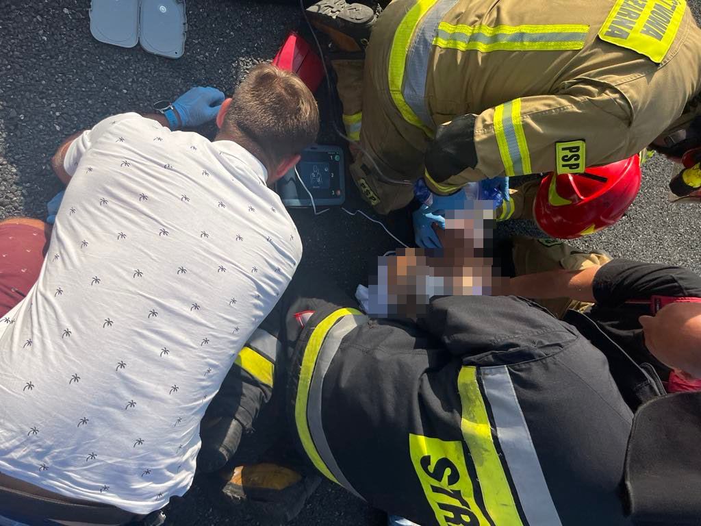 Akcja ratująca życie na A4 w Rudzie Śląskiej/fot.Śląska Policja