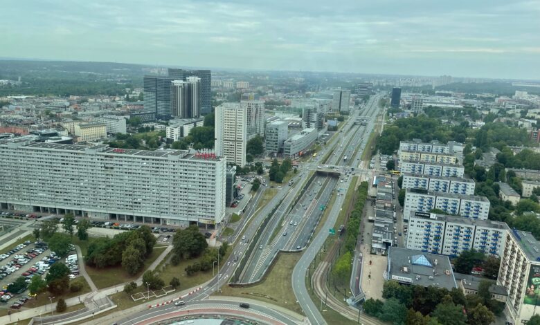 Katowice, widok z 30. piętra wieżowca KTW