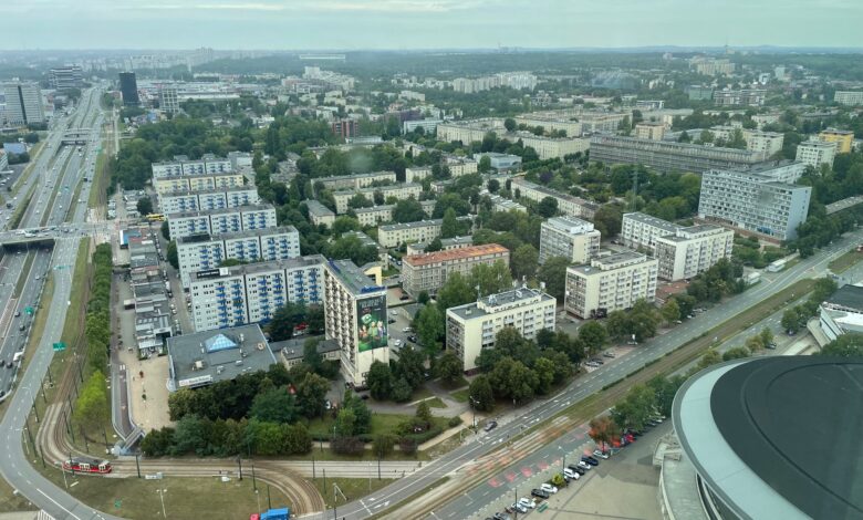 Katowice, widok z 30. piętra wieżowca KTW