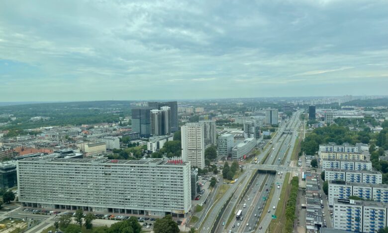 Katowice, widok z 30. piętra wieżowca KTW