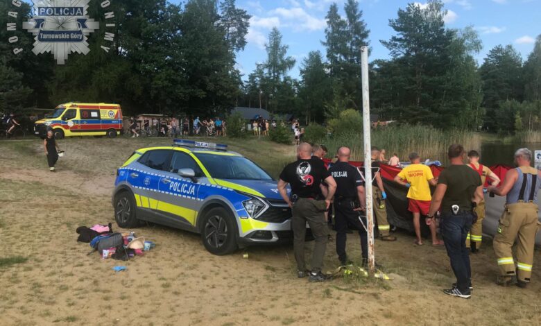 Dramat nad zalewem Nakło-Chechło. Topił się 6-latek i jego ojciec. Fot. KPP Tarnowskie Góry