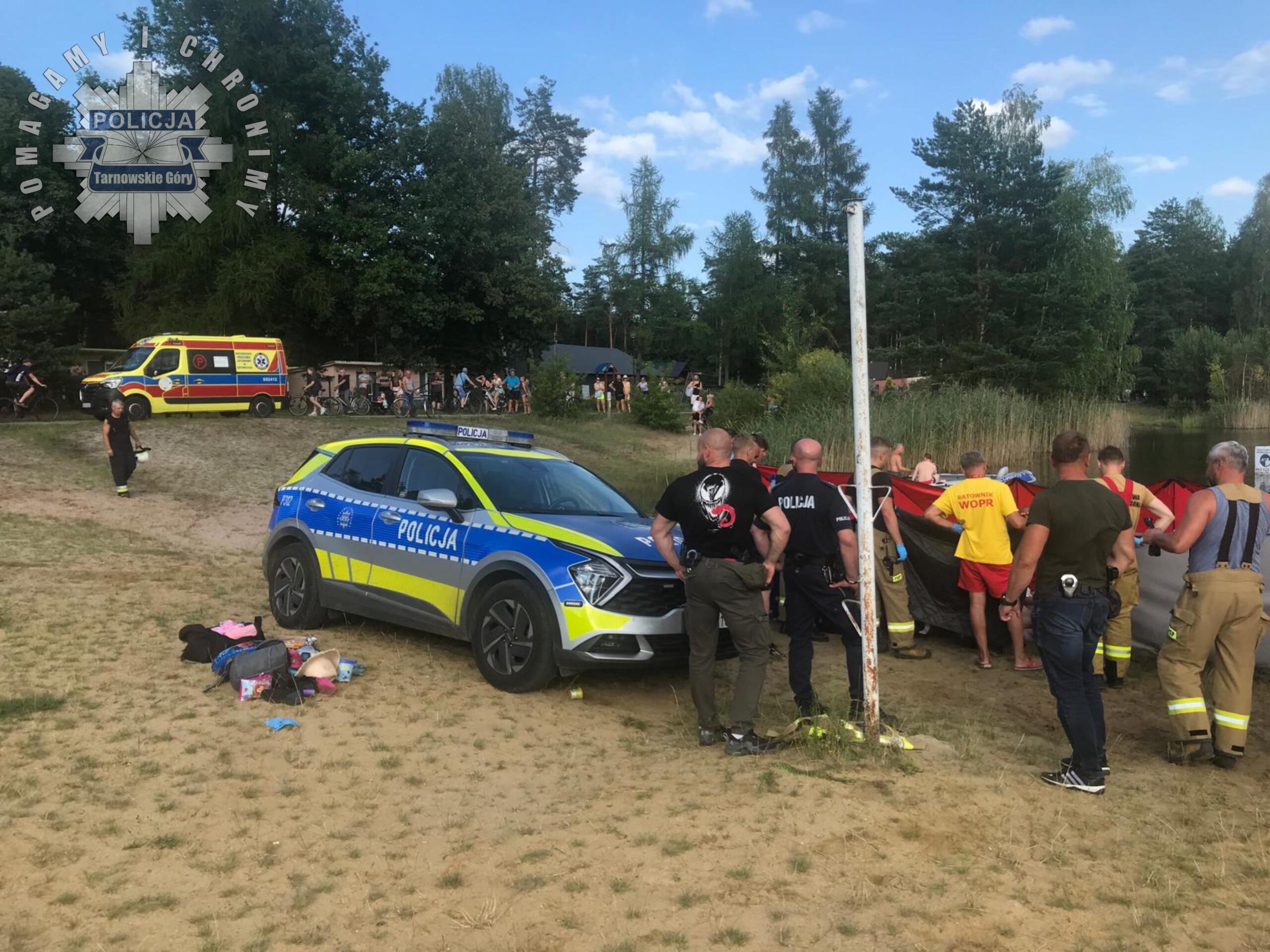 Dramat nad zalewem Nakło-Chechło. Topił się 6-latek i jego ojciec. Fot. KPP Tarnowskie Góry
