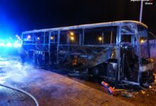 Na A4 spłonął autokar przewożący dzieci/fot.Śląska Policja