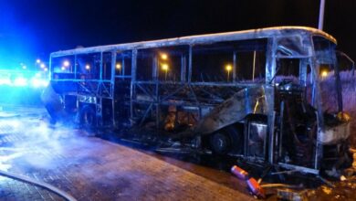 Na A4 spłonął autokar przewożący dzieci/fot.Śląska Policja