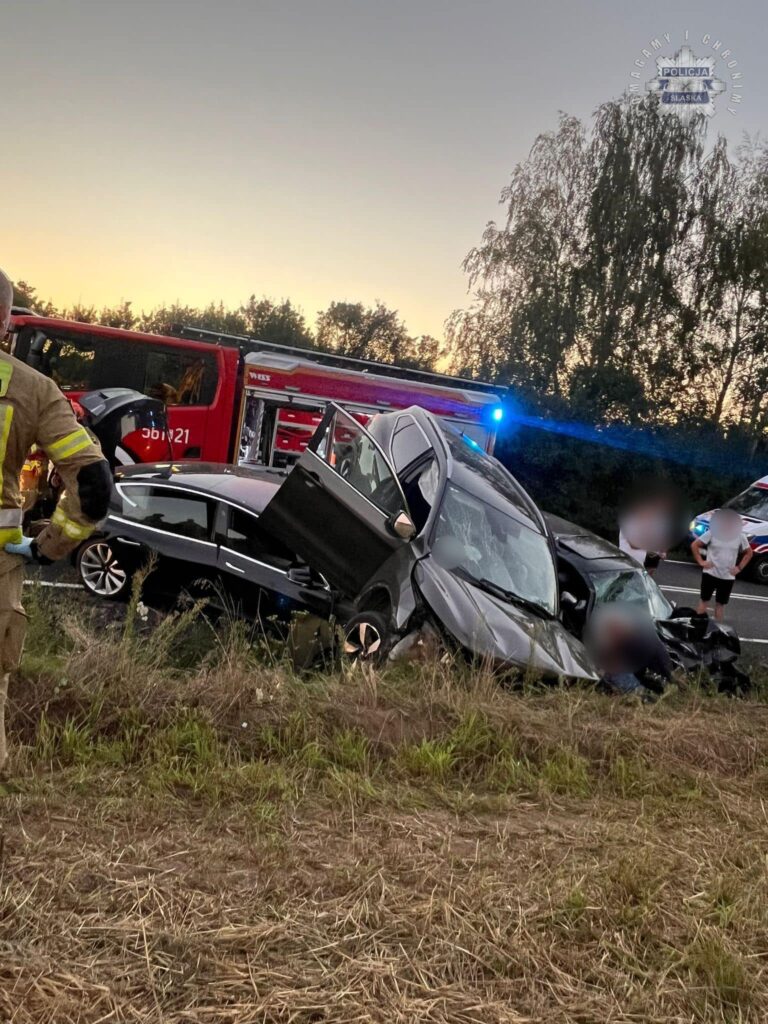 Wypadek na DW919. Sześć osób w szpitalu. Fot. Policja Śląska