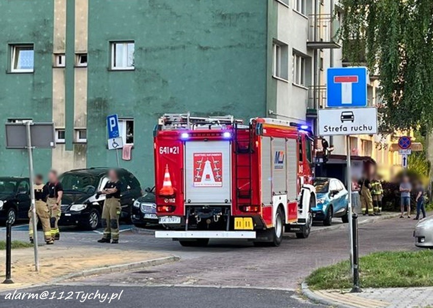 Pies wypadł z okna mieszkania w Tychach. Nie przeżył upadku/fot.112 Tychy - Tyskie Służby Ratownicze