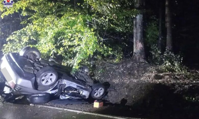 Uderzył w drzewo. Obywatel Ukrainy zginął na miejscu/fot.Policja Lubelska