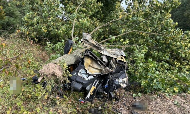 Dwie połówki audi. Kierowca nie żyje/fot.Policja Lubelska