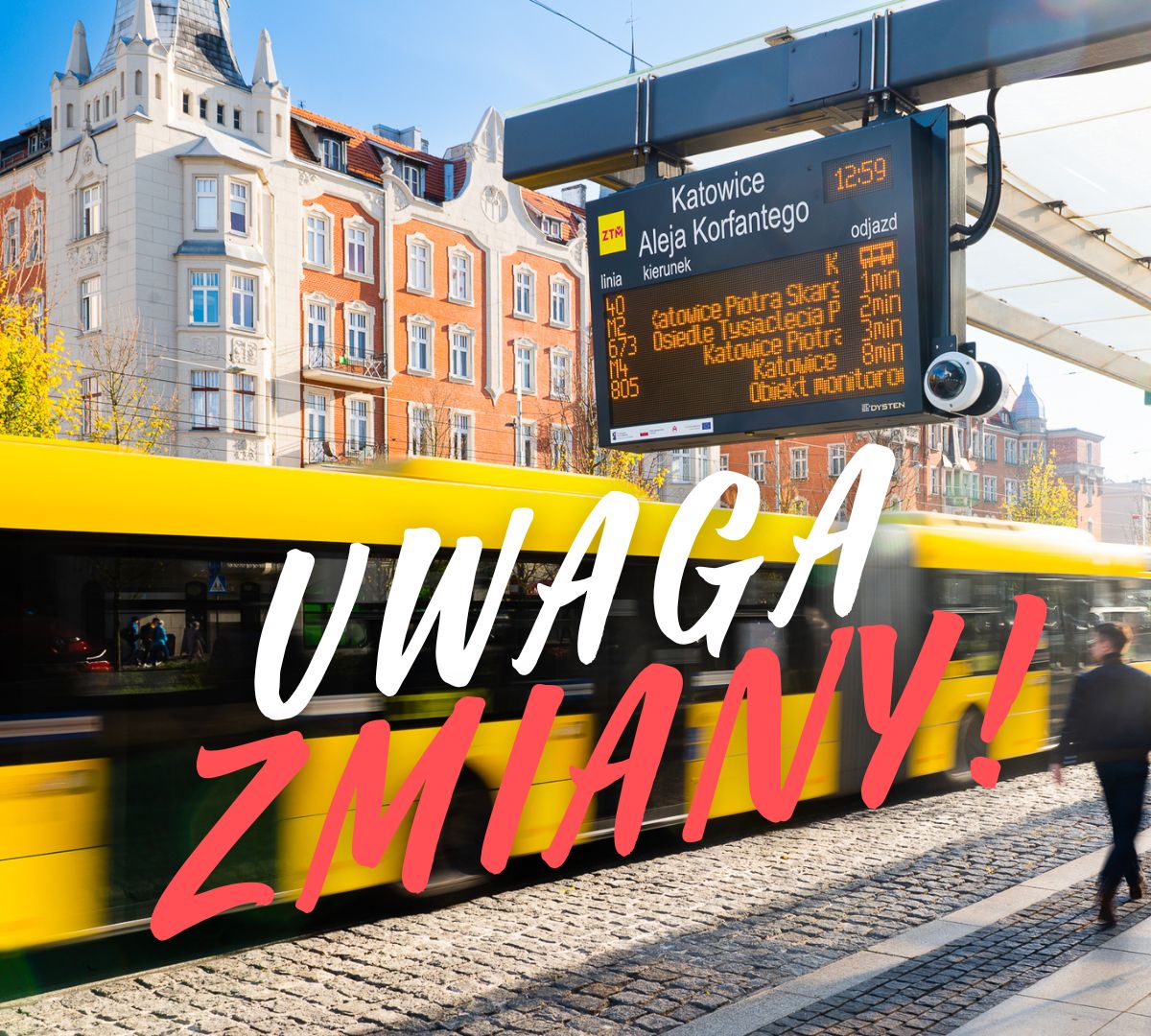 Utrudnienia - autobus na przystanku Korfantego w Katowicach