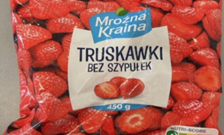 Salmonella w mrożonych truskawkach - opakowanie