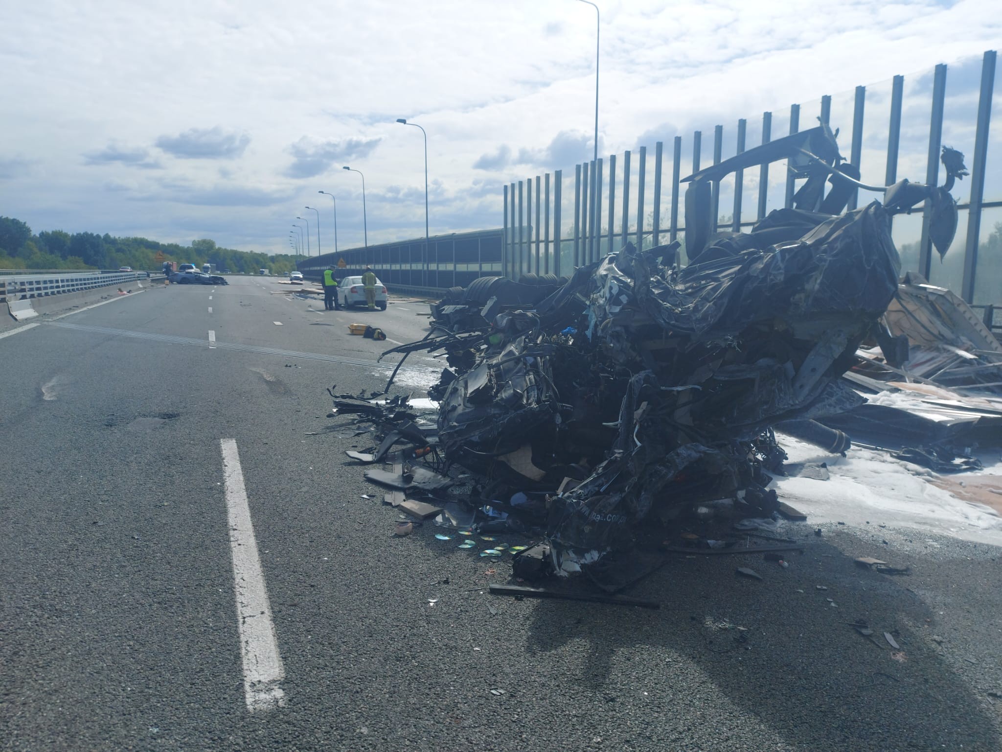 wypadek A4 Zabrze zablokowana samochód po wypadku