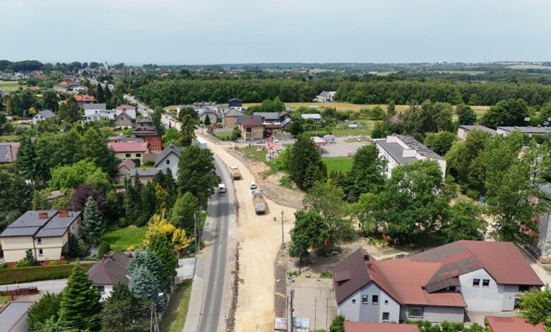 przebudowa skrzyżowania w Wodzisławiu Śląskim Pszowska górnicza z lotu ptaka