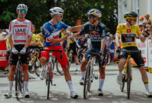 Tour de Pologne trzech kolarzy na starcie