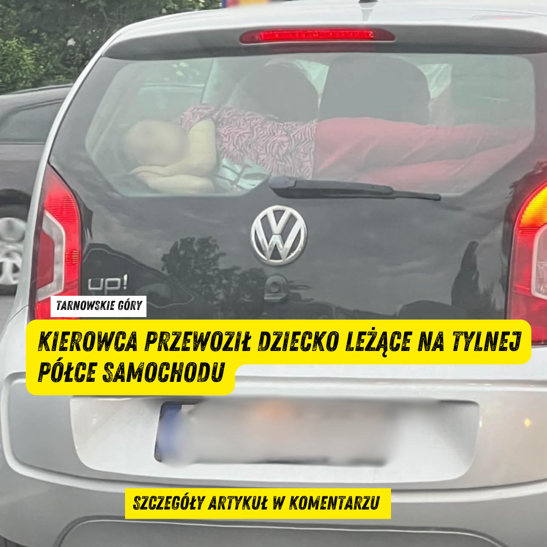 Dziecko przewożone na tylnej półce samochodu w Tarnowskich Górach. Policja ustala tożsamość kierowcy