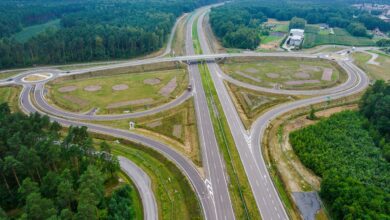 Nowy odcinek S1 Oświęcim–Brzeszcze Węzeł drogowy z lotu ptaka