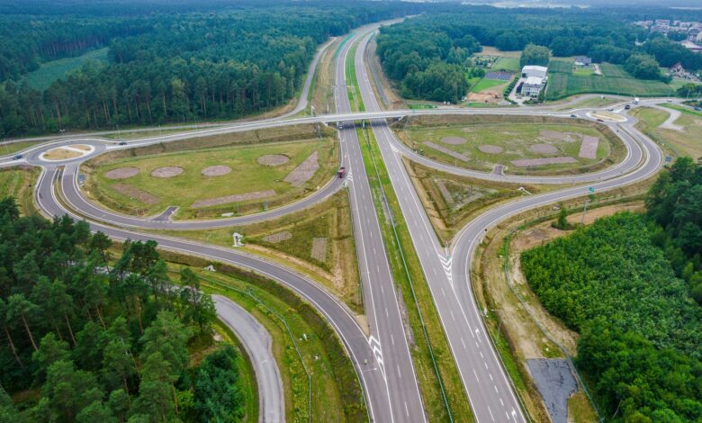 Nowy odcinek S1 Oświęcim–Brzeszcze Węzeł drogowy z lotu ptaka