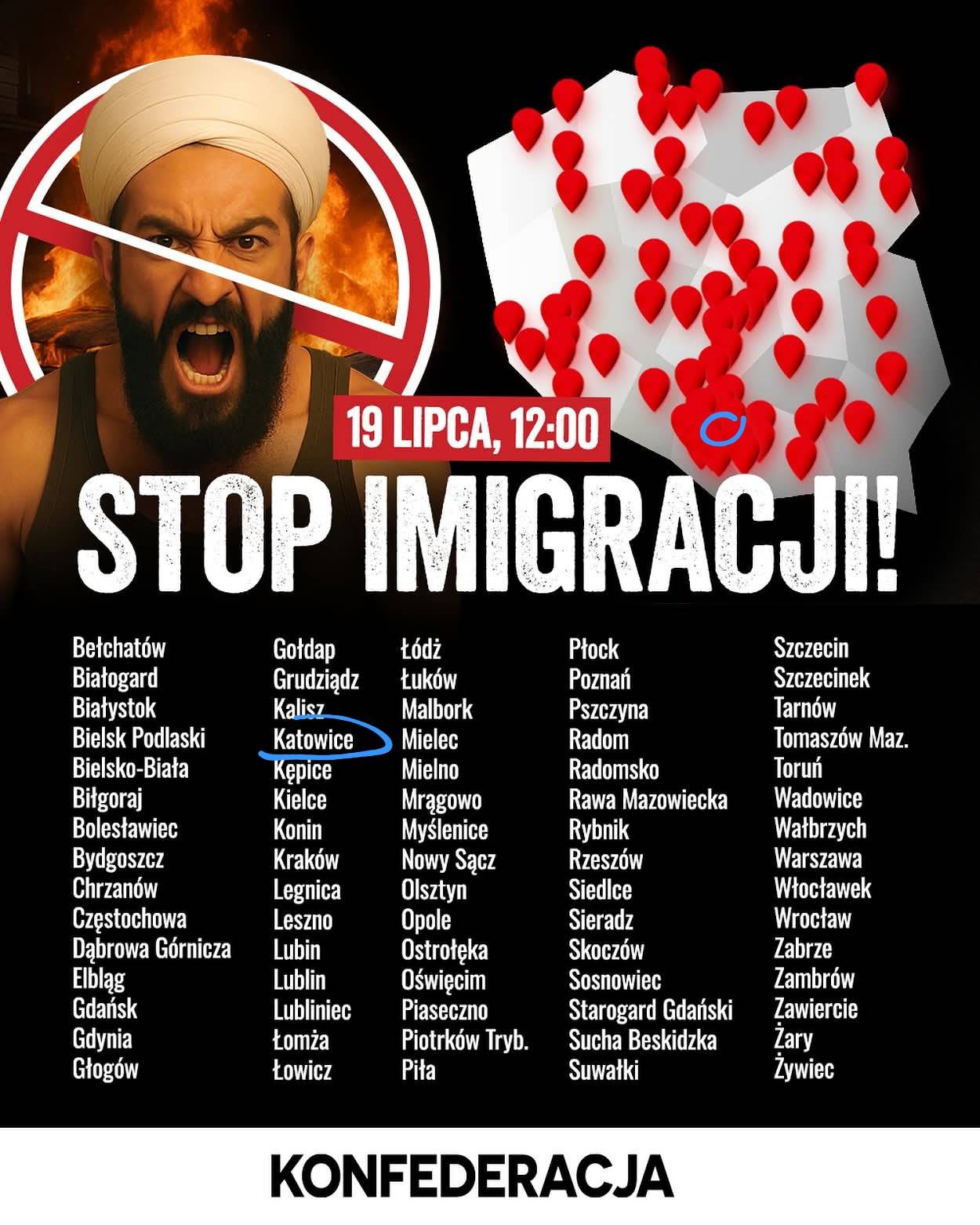Protest imigranci katowice