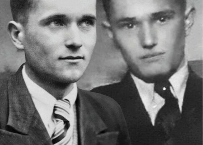 Pogrzeb IPN zdjęcie portretowe dwóch męzczyzn