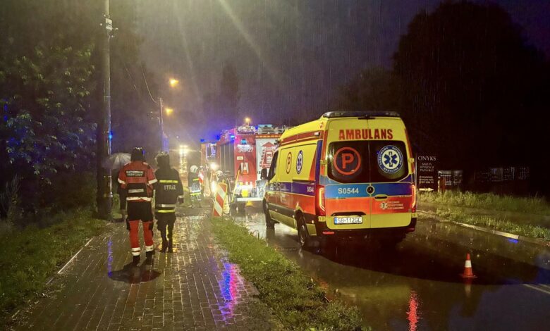 OSP Bielsko-Biała Hałcnów zalania burza podtopienia