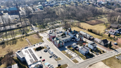 ulica 1 maja w Mszanie z lotu ptaka